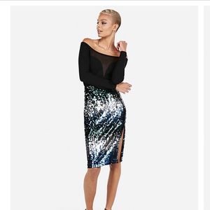 Express sequin midi skirt with slit